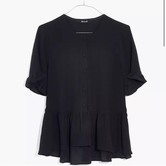 Madewell Silk Studio Ruffle-Hem Top - Picture 4 of 4